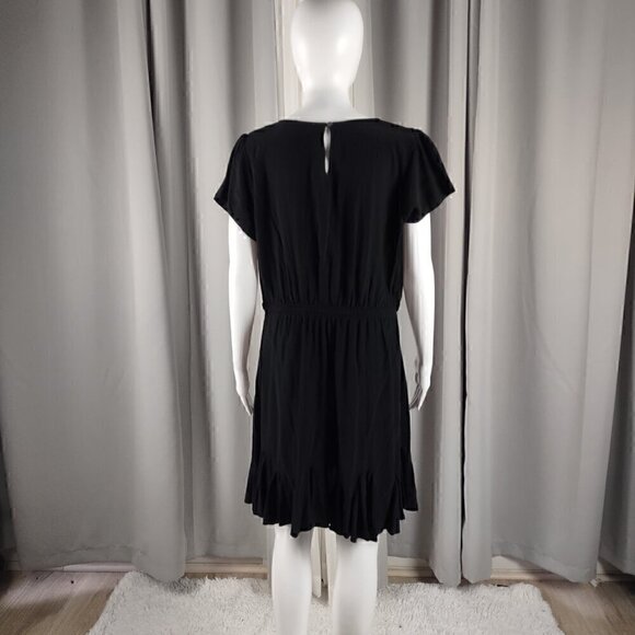 Loft Petites Women's A-line Black Short Sleeve, Lightweight Midi Dress Size LP - Picture 3 of 10